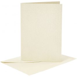 Briefkarte und Briefumschlag, Kartengröße 10,5x15 cm, Umschlaggröße 11,5x16,5 cm, Perlmutt, 120+210 g, Naturweiß, 4 Set/ 1 Pck [HOB-23032]