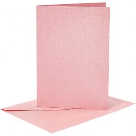 Briefkarte und Briefumschlag, Kartengröße 10,5x15 cm, Umschlaggröße 11,5x16,5 cm, Perlmutt, 120+210 g, Rosa, 4 Set/ 1 Pck [HOB-23036]