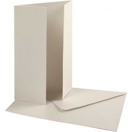 Perlglanz-Karte & Umschlag, Kartengröße 10,5x15 cm, Umschlaggröße 11,5x16,5 cm, 230+120 g, Naturweiß, 10 Set/ 1 Pck [HOB-23045]