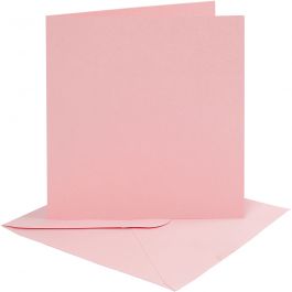 Karten & Kuverts, Kartengröße 15,2x15,2 cm, Umschlaggröße 16x16 cm, 220 g, Rosa, 4 Set/ 1 Pck [HOB-230547]