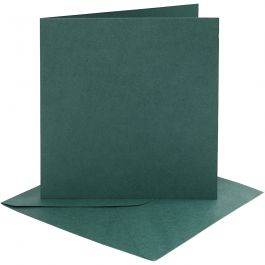 Karten & Kuverts, Kartengröße 15,2x15,2 cm, Umschlaggröße 16x16 cm, 230 g, Dunkelgrün, 4 Set/ 1 Pck [HOB-230549]