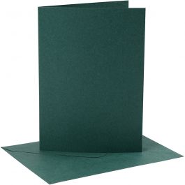 Karten & Kuverts, Kartengröße 12,7x17,8 cm, Umschlaggröße 13,3x18,5 cm, 230 g, Dunkelgrün, 4 Set/ 1 Pck [HOB-230563]