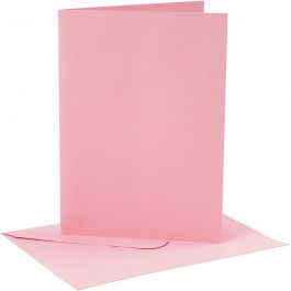 Karten & Kuverts, Kartengröße 12,7x17,8 cm, Umschlaggröße 13,3x18,5 cm, 220 g, Rosa, 4 Set/ 1 Pck [HOB-230565]