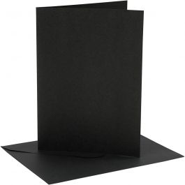 Karten & Kuverts, Kartengröße 12,7x17,8 cm, Umschlaggröße 13,3x18,5 cm, 230 g, Schwarz, 4 Set/ 1 Pck [HOB-230567]