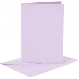 Karten & Kuverts, Kartengröße 10,5x15 cm, Umschlaggröße 11,5x16,5 cm, 120+210 g, Helllila, 6 Set/ 1 Pck [HOB-23105]