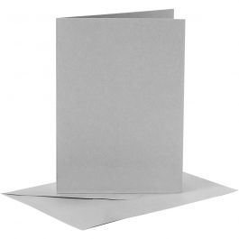Karten & Kuverts, Kartengröße 10,5x15 cm, Umschlaggröße 11,5x16,5 cm, 120+210 g, Grau, 6 Set/ 1 Pck [HOB-23106]