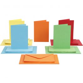 Karten & Kuverts, Kartengröße 10,5x15 cm, Umschlaggröße 11,5x16,5 cm, 110+220 g, Sortierte Farben, 50 Set/ 1 Pck [HOB-23107]