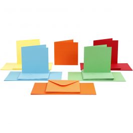 Karten & Kuverts, Kartengröße 15x15 cm, Umschlaggröße 16x16 cm, 110+220 g, Sortierte Farben, 50 Set/ 1 Pck [HOB-23108]