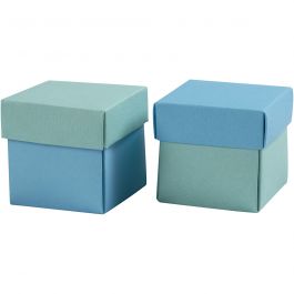 Faltschachtel, Größe 5,5x5,5 cm, 250 g, Helltürkis/Dunkeltürkis, 10 Stk/ 1 Pck [HOB-233008]