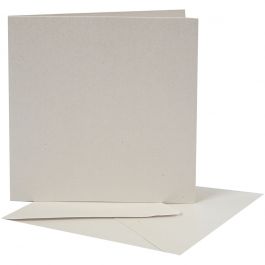 Perlmuttkarten & Kuverts, Kartengröße 12,5x12,5 cm, Umschlaggröße 13,5x13,5 cm, Creme, 10Sets [HOB-23827]