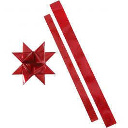 Papierstreifen für Sterne, L 86+100 cm, B 25+40 mm, D 11,5+18,5 cm, Rot, Rot mit Glitter, 16 Streifen/ 1 Pck [HOB-24348]