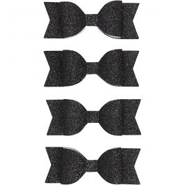 Papier-Schleifen, Größe 31x85 mm, Schwarz mit Glitter, 4 Stk/ 1 Pck [HOB-24789]