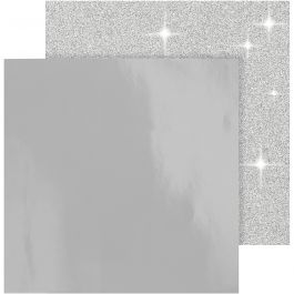 Design-Papier, 30,5x30,5 cm, 120+128 g, Silber, 2Bl./ 1 Pck [HOB-26241]