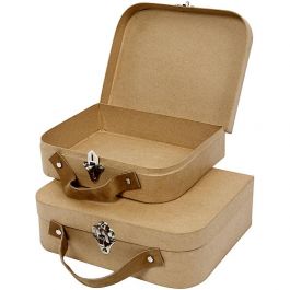 Koffer, handgearbeitet, Größe 25,5x20x8+22,5x18x6,5 cm, 2 Stk/ 1 Set [HOB-26429]