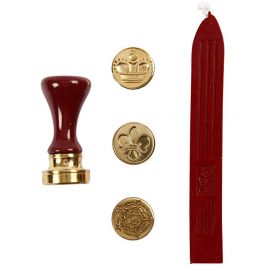 Siegel-Set - Anfänger-Set, Krone, Blume, franz.Lilie, D 18 mm, 1 Set [HOB-27021]
