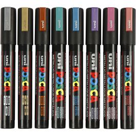 Posca Marker , Nr. PC-5M, Strichstärke 2,5 mm, Medium, Metallic-Farben, 8 Stk/ 1 Pck [HOB-276901]