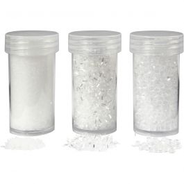 Kunstflocken/-schnee, Weiß mit Glitter, 35+35+8 g, 3 Dose/ 1 Pck [HOB-283850]