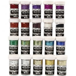 Glitter, Sortierte Farben, 20x20 g/ 1 Pck [HOB-28420]