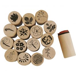 Deco Art-Stempel, Blumen- und Blätter, H 26 mm, D 20 mm, 15 Stk/ 1 Pck [HOB-28578]
