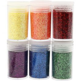 Glitter, Sortierte Farben, 6x5 g/ 1 Pck [HOB-28589]