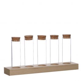 Glasröhre Ø3cm auf Holzbrett (6 Stück) [IFS-29147]