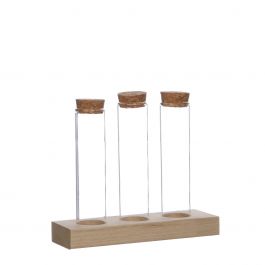 Glasröhre Ø3cm auf Holzbrett (12 Stück) [IFS-29148]