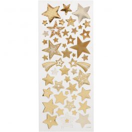 Sticker 'Thank you', Sterne, Blatt 10x24 cm, Gold, 1 Bl. [HOB-29152]