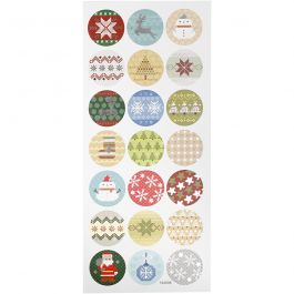 Sticker mit Weihnachtsmotiven, Weihnachtliche Stickerei, Blatt 10x23 cm, 1 Bl. [HOB-29162]