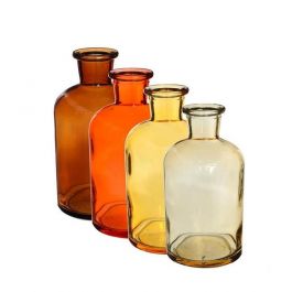 Glasflaschen Ø7 h: 9 cm assorti Farben (12 Stück) [IFS-29808]