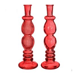 Kerzenhalter Florance Rot H: 28 x Ø9 cm (6 Stück) [IFS-29917]