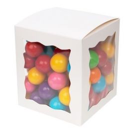 Geschenkschachteln Kraft Weiß mit 3 Fenstern 10.2x10.2x11.7cm (25 Stück) [WGWG349]
