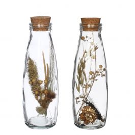Milchflaschen mit Trockenblumen Natur 7x21cm (6 Stück) [IFS-30392]