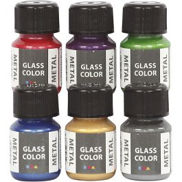Glass Color Metal, Sortierte Farben, 6x30 ml/ 1 Pck [HOB-31762]