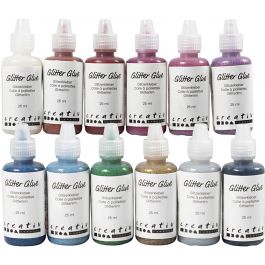 Glitzerkleber, Sortierte Farben, 12x25 ml/ 1 Pck [HOB-318200]