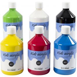 Acrylfarbe Matt, Primärfarben, 6x500 ml/ 1 Pck [HOB-32132]