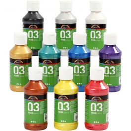 Acrylfarbe Metallic, Metallic, Sortierte Farben, 10x120 ml/ 1 Pck [HOB-32201]