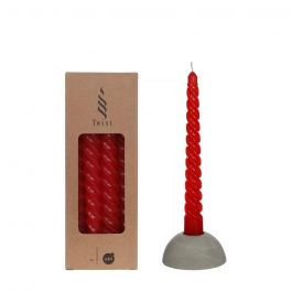 Kerzen Gedreht Rot | H: 19cm (4 Stück) [IFS-32231]