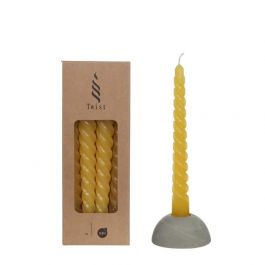 Kerzen Gedreht Gelb | H: 19cm (4 Stück) [IFS-32242]
