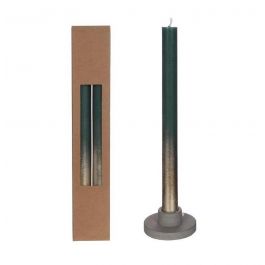 Tafelkerzen mos Grün mit Goldspray Ø2.1/h. 25cm (1 set) [IFS-32310]