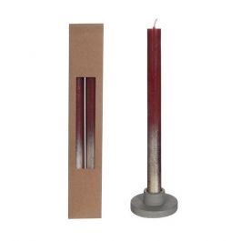Tafelkerzen bordeaux mit Goldspray Ø2.1/h. 25cm (1 set) [IFS-32311]