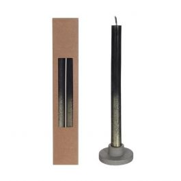 Tafelkerzen Schwarz mit Goldspray Ø2.1/h. 25cm (1 set) [IFS-32318]