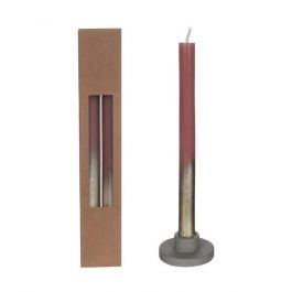 Tafelkerzen mauve mit Goldspray Ø2.1/h. 25cm (1 set) [IFS-32319]