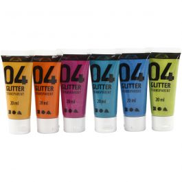 Glitter-Acrylfarbe, Sortierte Farben, 6x20 ml/ 1 Pck [HOB-32501]