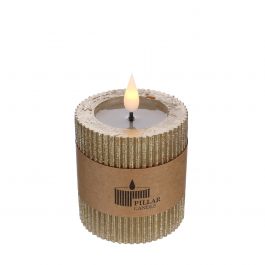 LED-Pfeilerkerze Ø7 h. 7,5cm gold (1 Stk.) [IFS-32612]