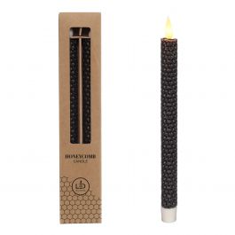 LED-Honigwabenkerze Ø2.2 h. 25cm schwarz (Satz 2 Stk.) [IFS-32688]