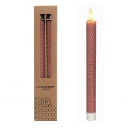 LED-Honigwabenkerze Ø2.2 h. 25cm mauve (Satz 2 Stk.) [IFS-32689]