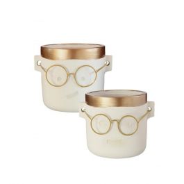 Topf mit Brille Gold 2 ass. Ø10 h:10 cm (6 Stück) [IFS-33183]