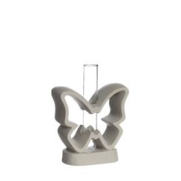Zementsockel Schmetterling mit Glasvase 10x14x4cm (1 Stück) [IFS-34011]