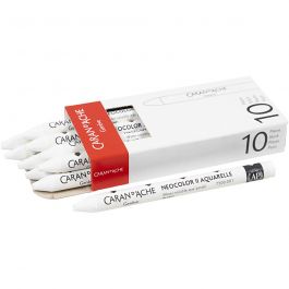CARAN D’ACHE Neocolor II, L 10 cm, Dicke 8,5 mm, Weiß (001), 10 Stk/ 1 Pck [HOB-34050]
