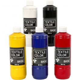 Textilfarbe, Primärfarben, 5x500 ml/ 1 Pck [HOB-34156]